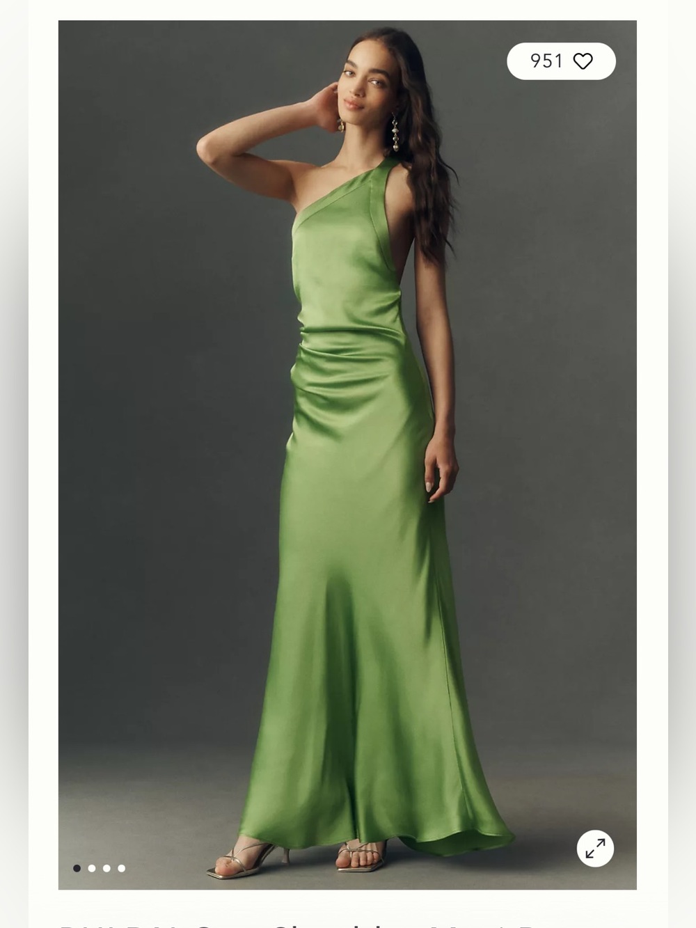 BHLDN Lime Green One-Shoulder Satin Gown